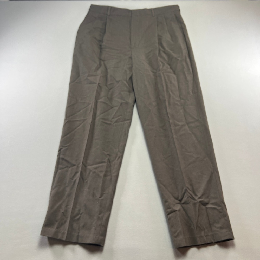 Vintage Levi's Travelers Dress Pants Men 36x32 Brown Pleated Straight Leg Formal